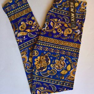 Blue Gold Paisley Butter Leggings (size 2-12)